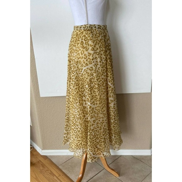 Vintage Lew Magram Collection Leopard Animal Print Sheer Skirt Midi Sz 8 Lined - Picture 2 of 7